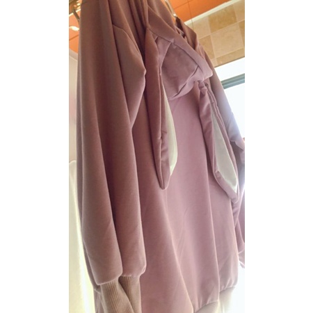 Áo hoodie tai thỏ trơn oversize dáng rộng hack dáng 100% ảnh thật