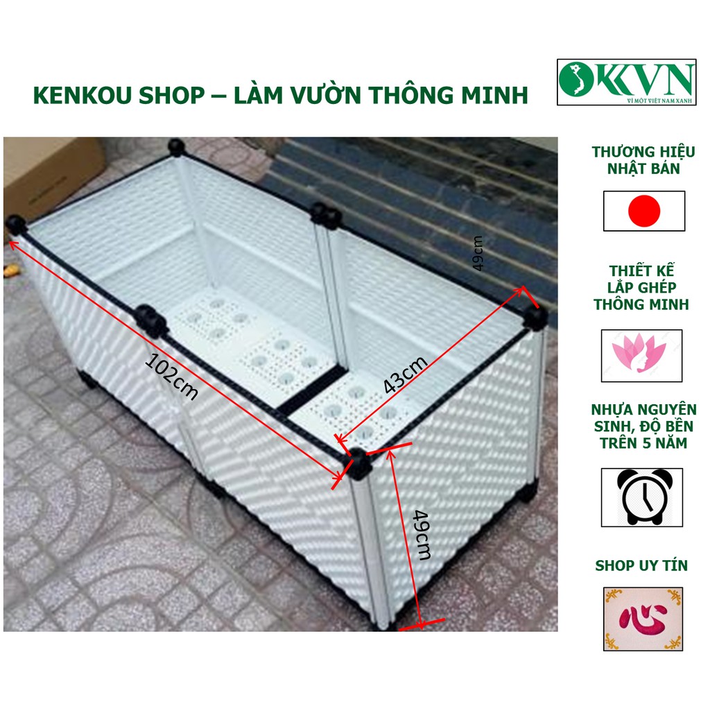 Shop Kenkou_L102*W43*H46cm Chậu trồng cây thông minh daim Nhật Bản - Chậu nhựa ghép thông minh