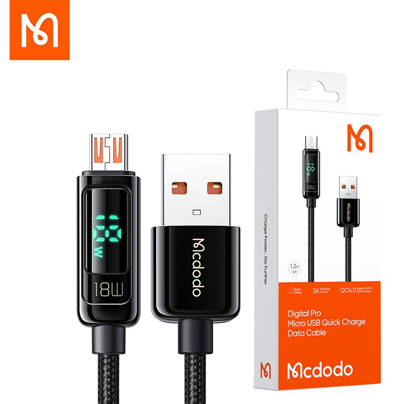 Mcdodo Micro USB 18W Digital Display QC 3.0 /4.0 Quick Charge Cable For android mobile phone