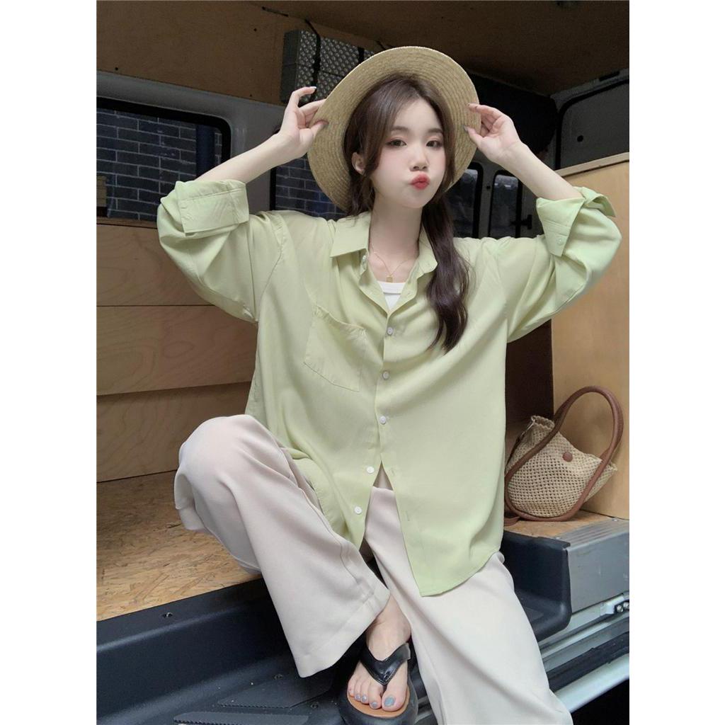 Áo Sơ Mi Mỏng Dài Tay Dáng Rộng Phong Cách Hàn Quốc Thời Trang Xuân Hè Sành Điệu 62459
