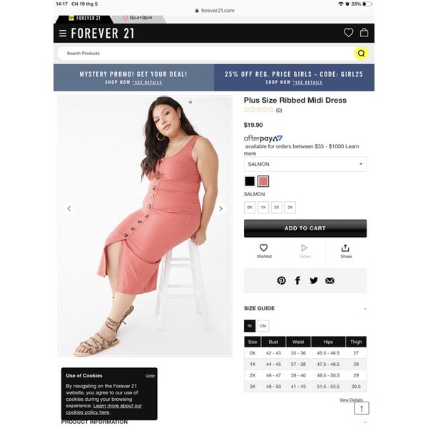 PLUSSIZE Đầm F21 plus thun gân body bigsize outlet sale BIGSIZE