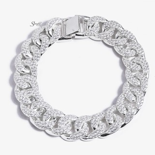 Lắc tay bạc Senyda khoen lật full đá lớn cho nam 18cm LN013
