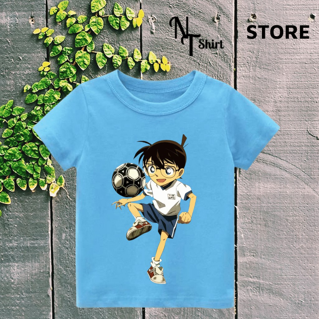 Áo thun trẻ em in hìnhThám Tử Dừng Danh Conan Đá Bóng, Áo cotton mặc mát thoải mái NTShirt 03