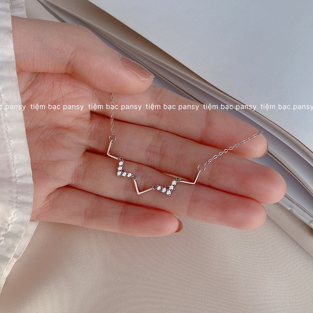 Lắc tay bạc nữ cao cấp PANSY - Vòng tay nữ bạc thật hình nhịp tim cá tính không gỉ