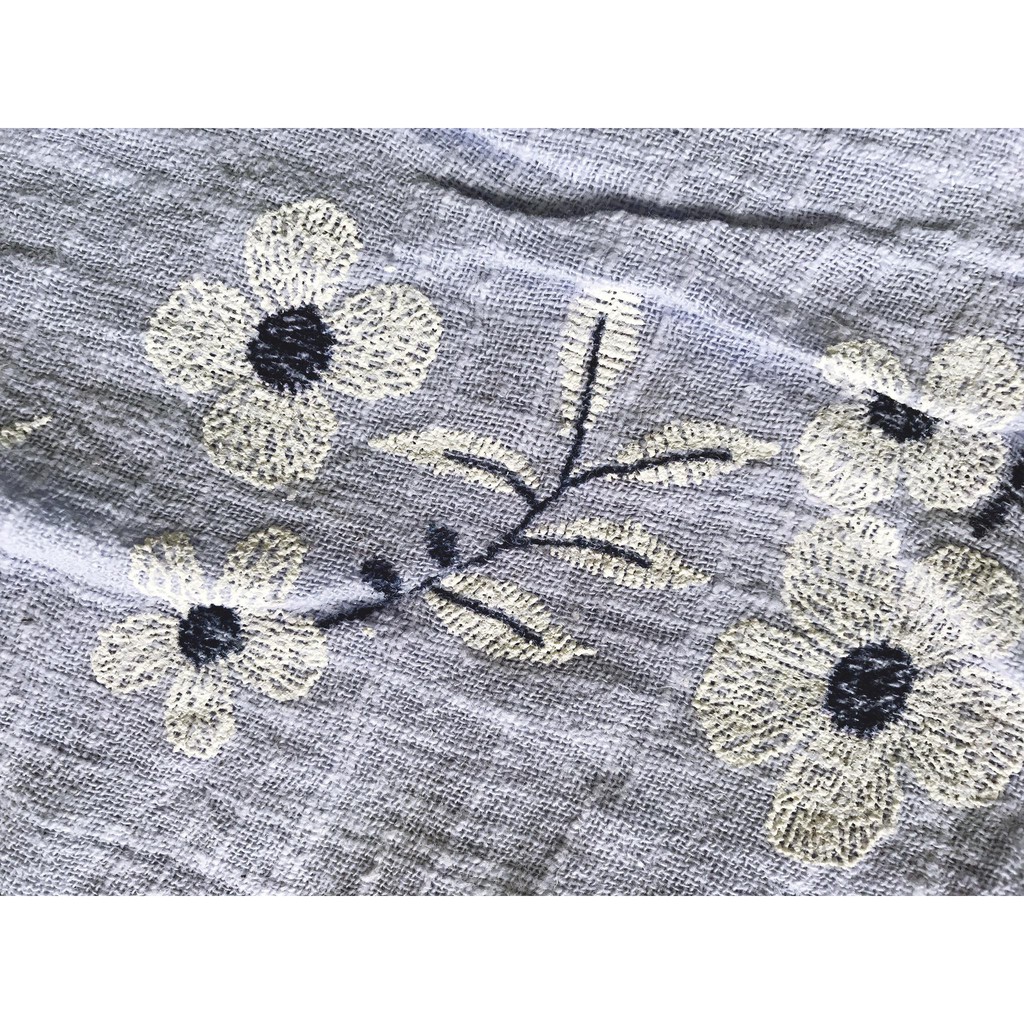 Vải đũi linen phun sơn hoa mai chất cotton xịn mịn cao cấp