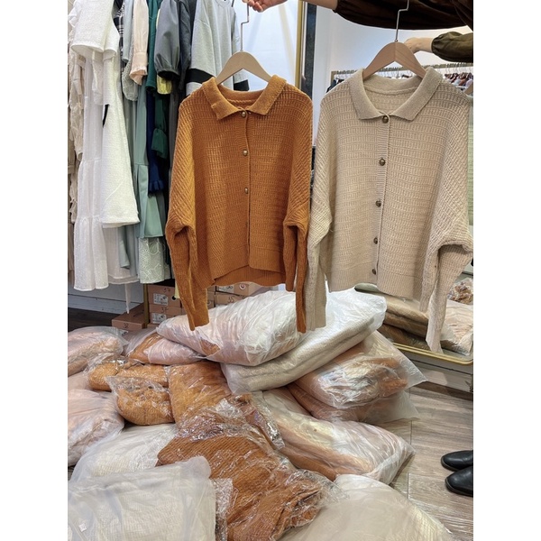 Áo Len Cổ Bẻ Dài Tay, Phom Suông Màu Vintage | BigBuy360 - bigbuy360.vn