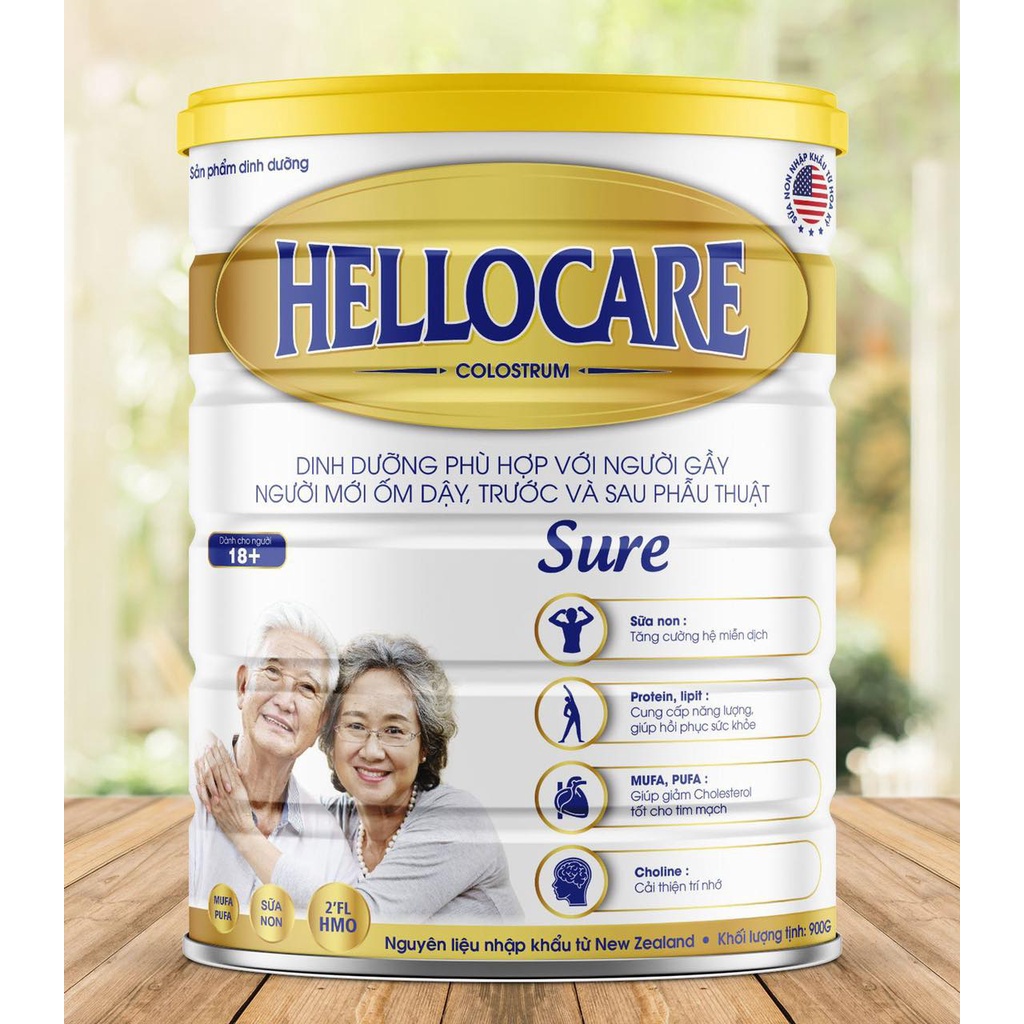 Sữa bột dinh dưỡng HELLOCARE SURE dành cho người già, người mới ốm dậy, trước và sau phẫu thuật