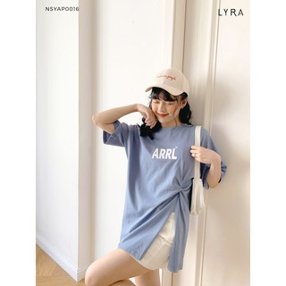 Áo phông nữ ARRL LYRA, thun basic cổ tròn trơn xoắn xẻ tà lạ mắt năng động,cá tính-NSYAP0016