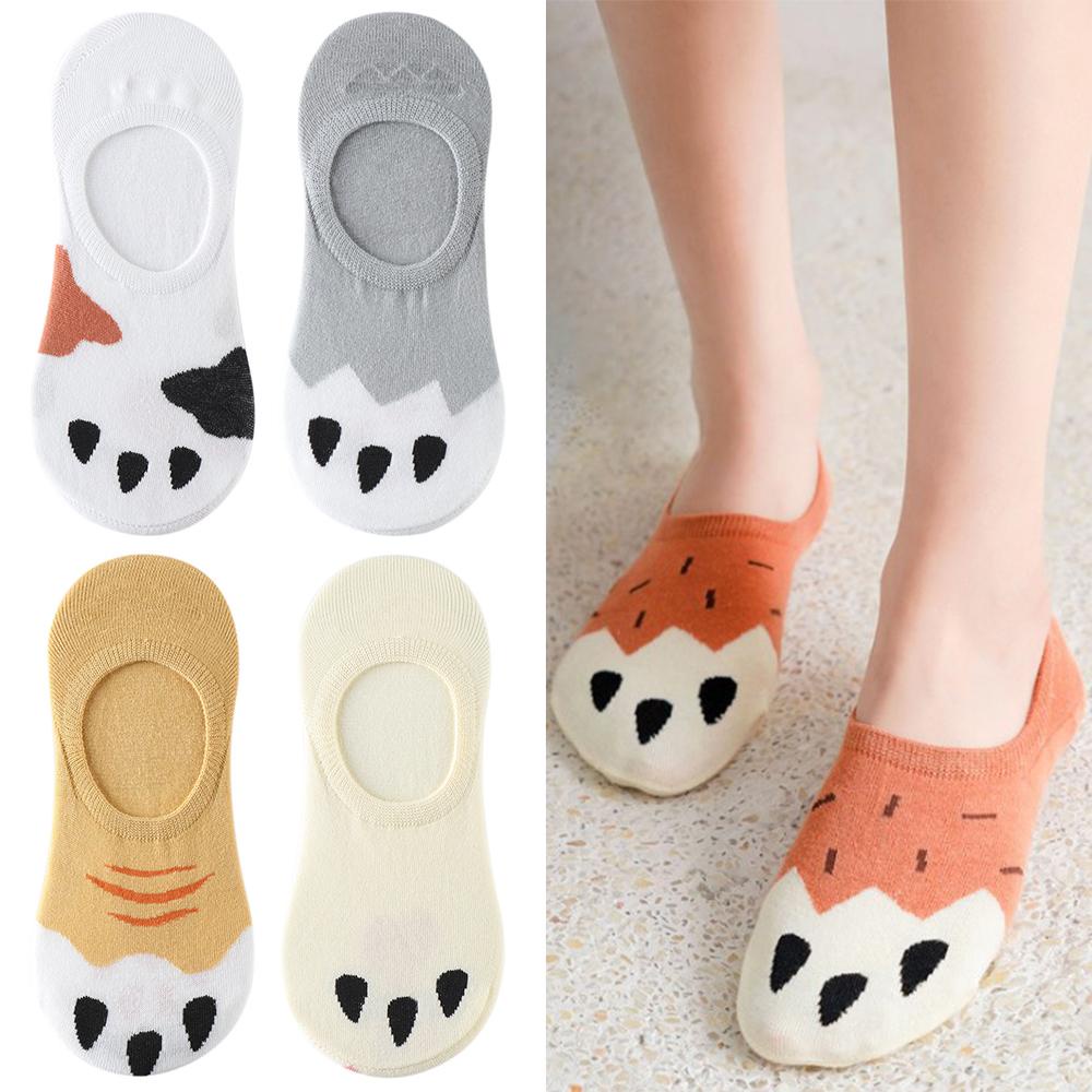 Tất Cổ Thấp Chống Trượt Họa Tiết Chân Mèo Đáng Yêu Thời Trang