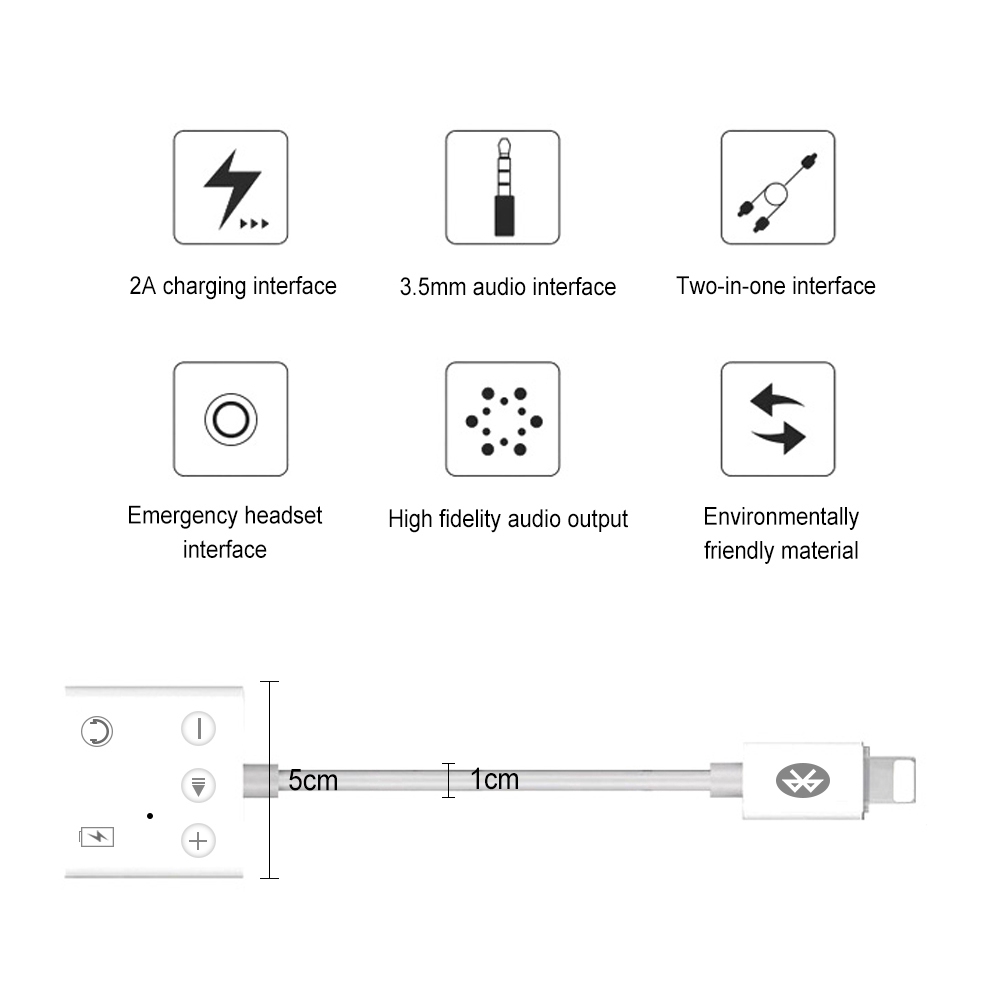 Cóc chuyển đổi cáp Lightning sang dây âm thanh 3.5mm hỗ trợ nút điều chỉnh