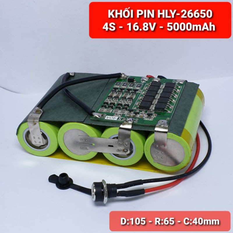 KHỐI PIN HLY-26650 - 4S-16.8V - 5.000mah Xả 25A