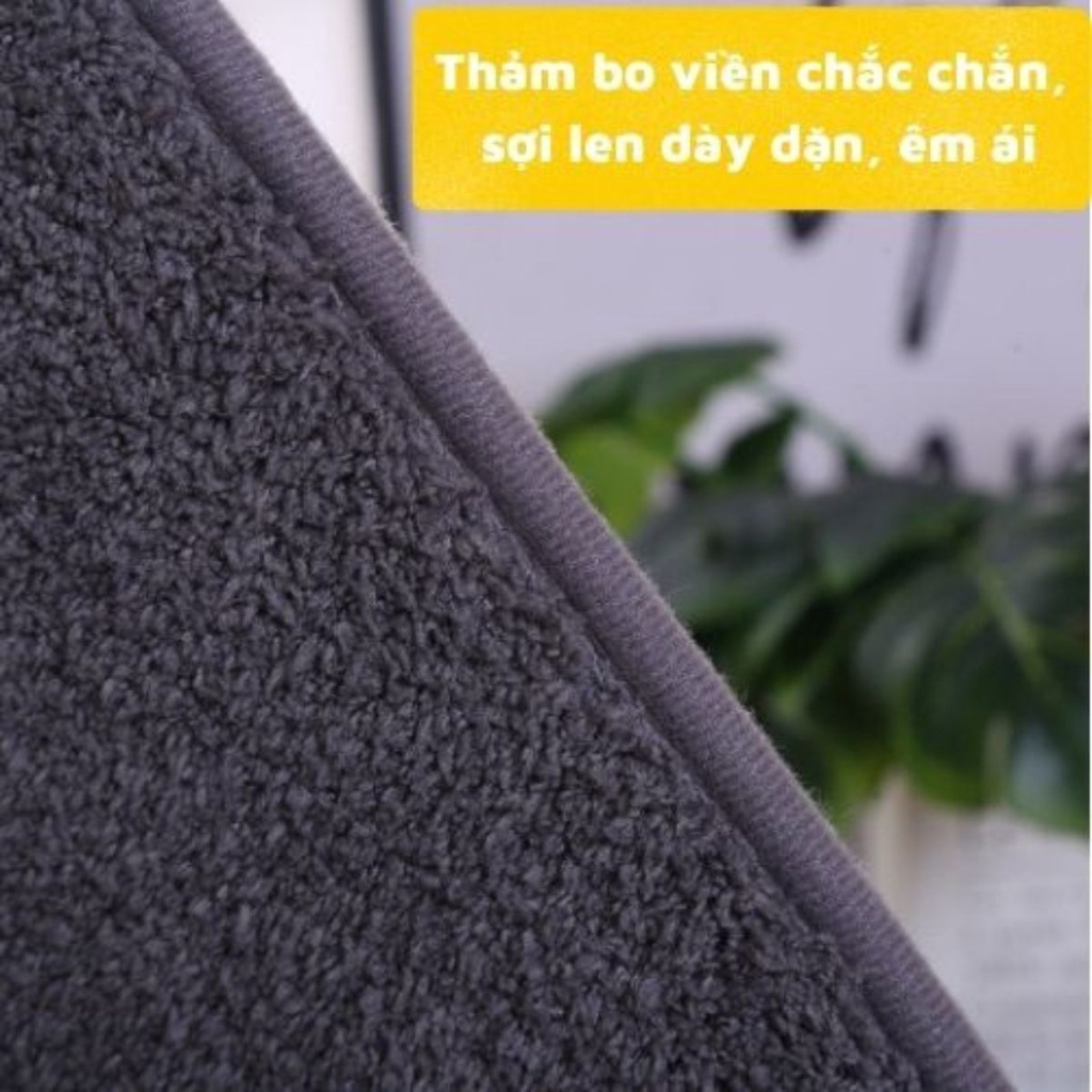Thảm chùi chân len nỉ mềm mịn siêu thấm, siêu bám logo hình bàn chân cao cấp