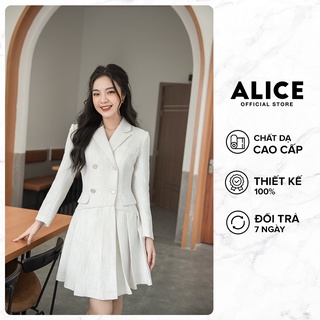 Váy Dạ Tiểu Thư Tay Dài Thân Dập Ly ALICE V719 Thiết Kế Cổ Vest Thanh Lịch Trong Lót Lụa Mềm Mại