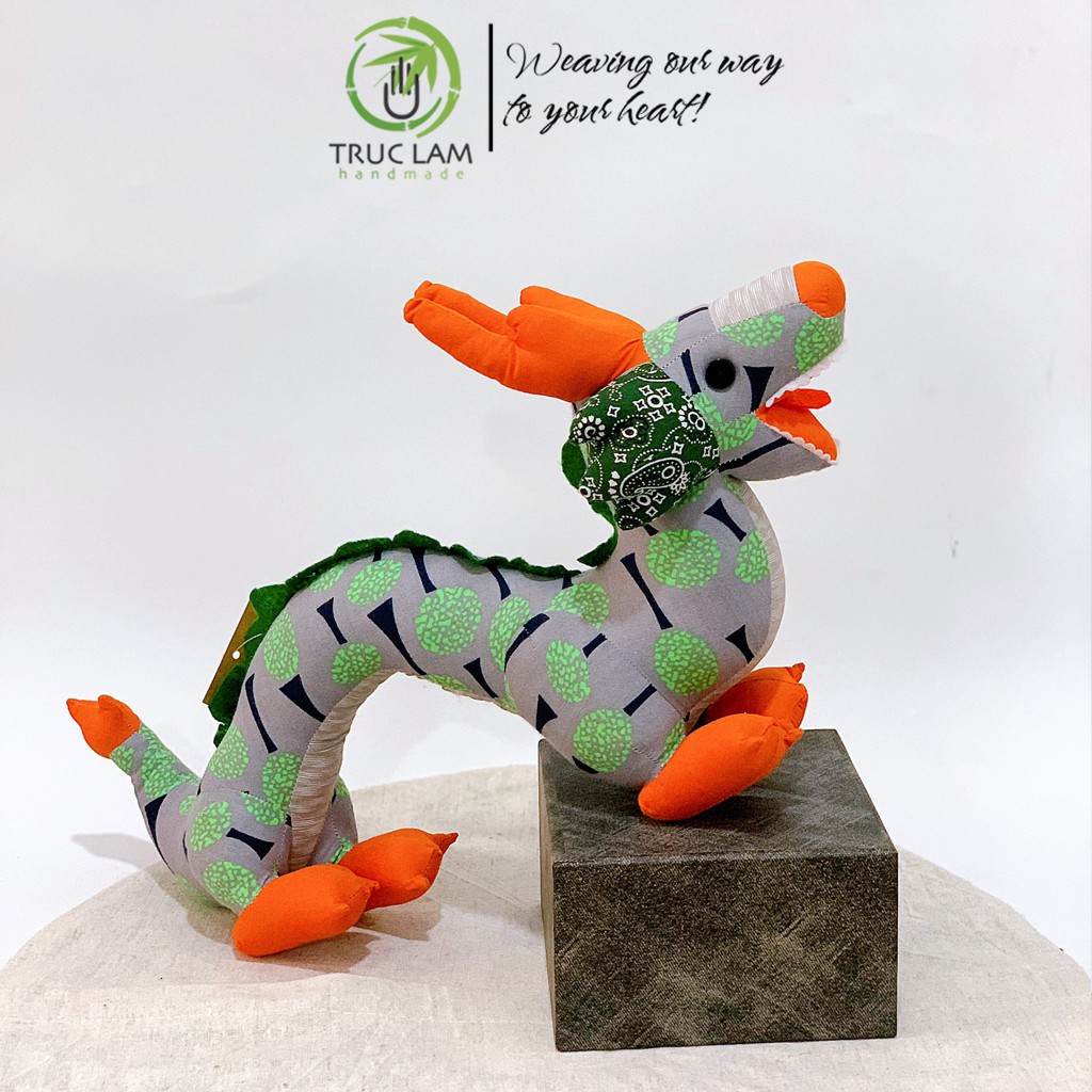 Đồ Chơi Cho Bé Thú Nhồi Bông Hình Con Rồng Mặt Cười Vải Hoa Bông Gòn Cao Cấp - Trúc Lâm Handmade