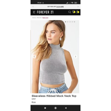 Áo croptop f21 chất thun gân ánh nhũ