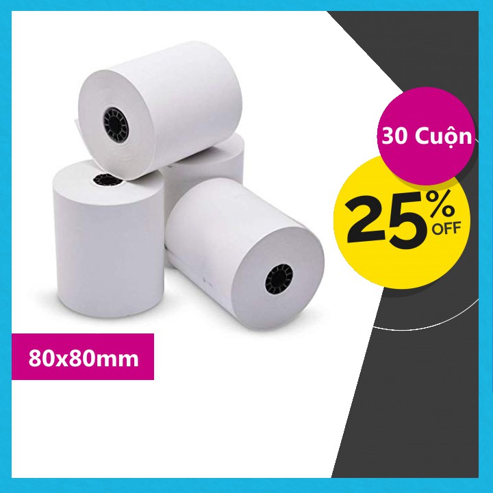 Bộ 30 Cuộn Giấy in nhiệt Oji K80 Phi 80mm (80 x 80mm)