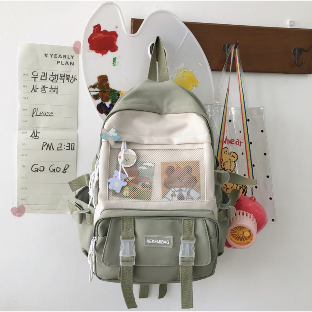 BL115-116/Balo ulzzang Hàn Quốc dễ thương với nhiều sticker đi kèm