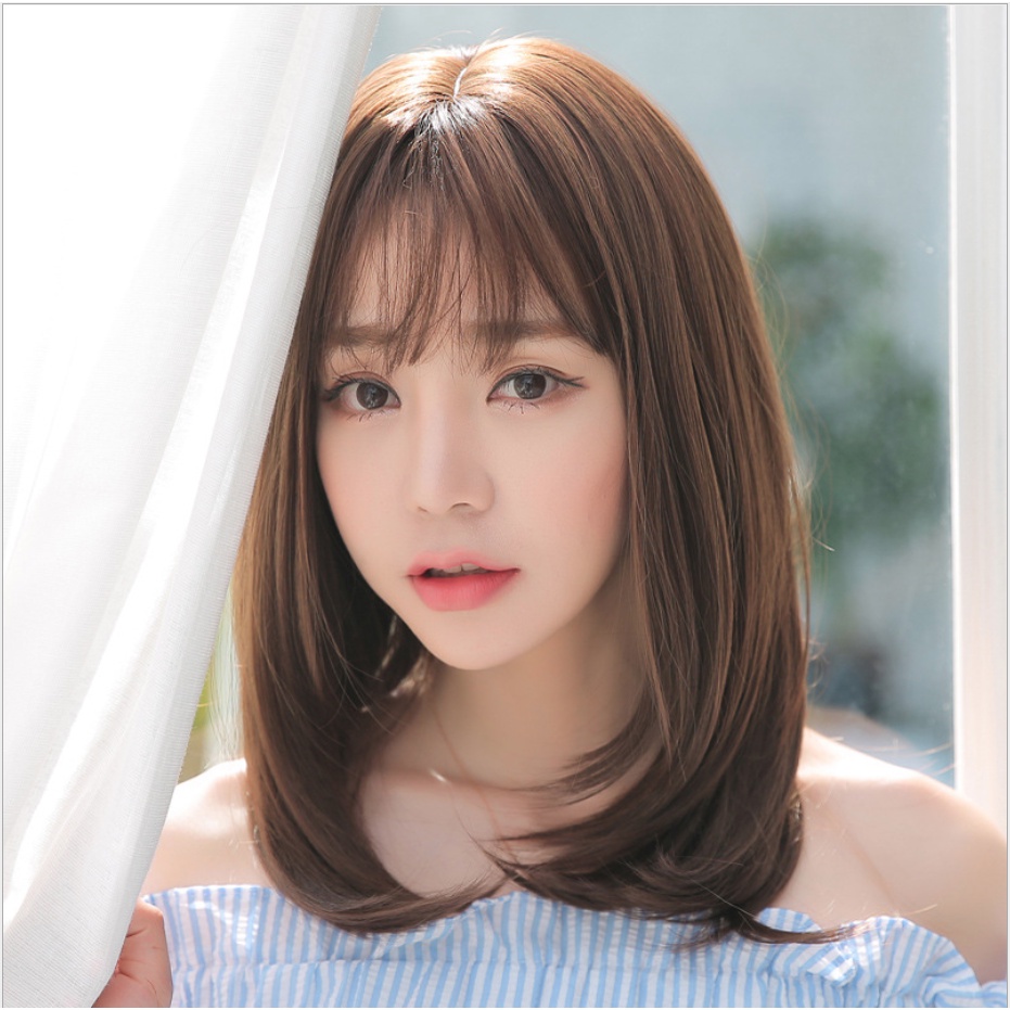 🌿Tặng Lưới🌿 Tóc giả nguyên đầu dáng lửng Hàn Quốc - TG34