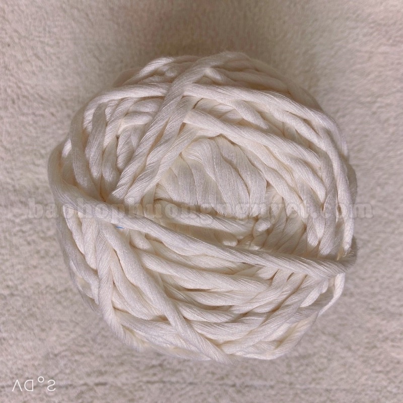 Dây thừng macrame cotton 1 xoắn size 3mm, 5mm màu kem sữa