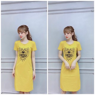 Đầm thun thái in hổ xẻ tà