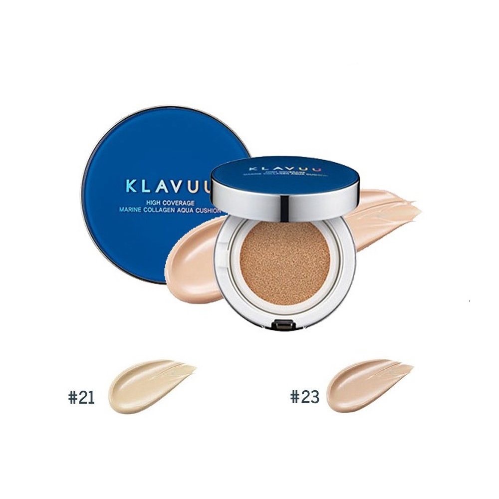 Phấn Nước KLAVUU Blue Pearlsation High Coverage Marine Collagen Aqua Cushion Spf50 PA+++ 12g