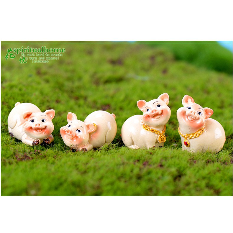 Chú lợn dễ thương làm tiểu cảnh trang trí chậu cây, sen đá, xương rồng, terarium, làm quà tặng ý nghĩa