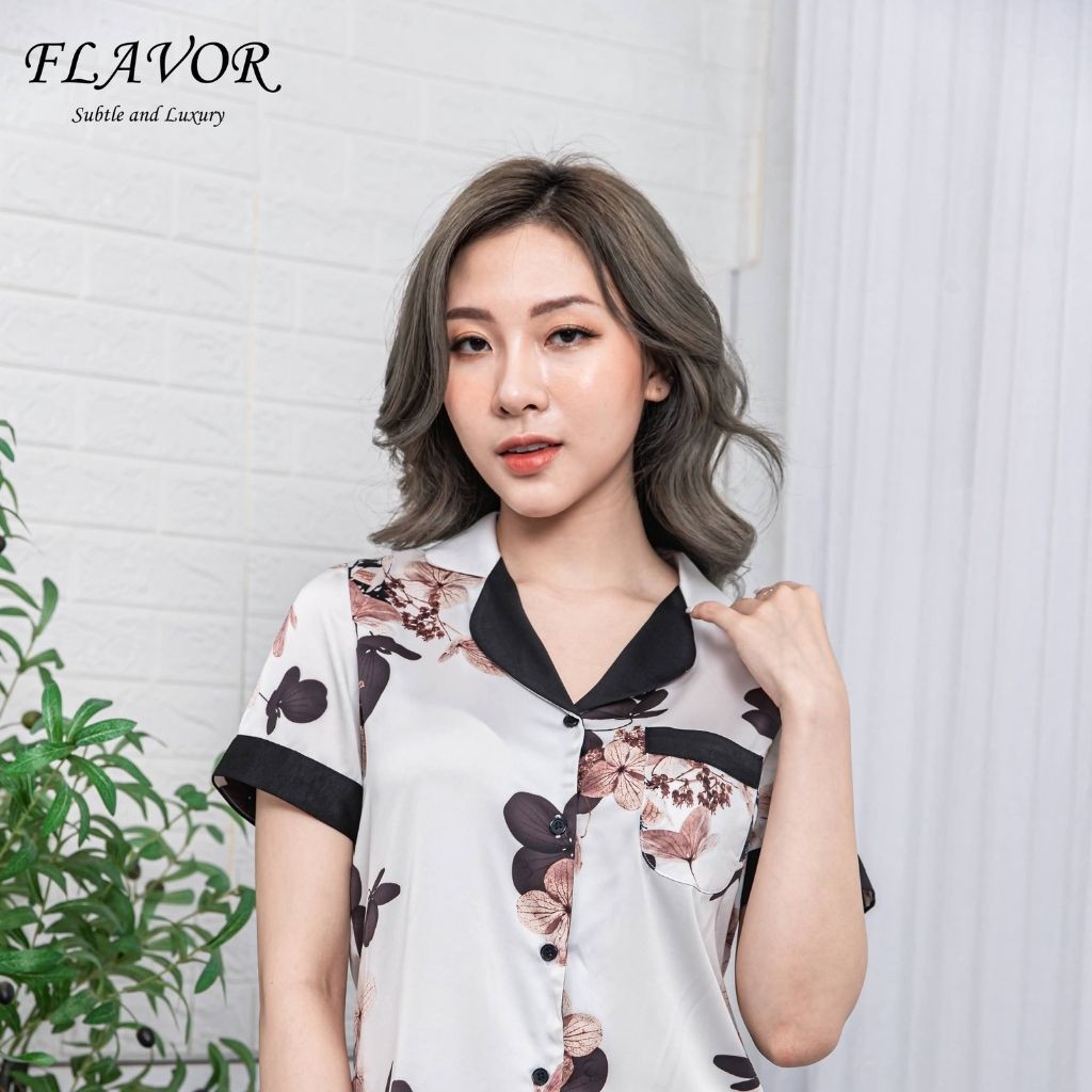 Bộ đồ ngủ mặc nhà pijama FLAVOR F1005 lụa Latin Pháp cao cấp sang trọng tinh tế