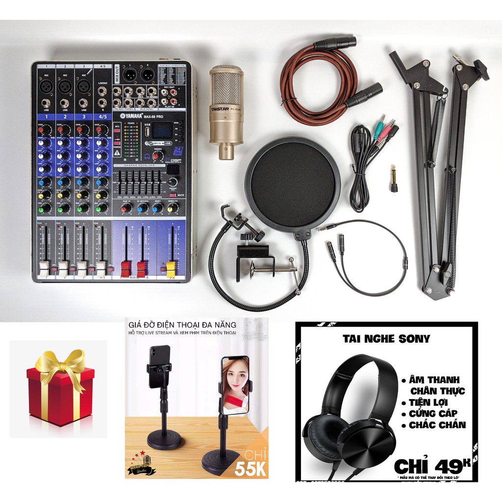 [Chính hãng] Combo thu âm hát karaoke online cực hay mixer max 68 và micro k200 tặng kèm full phụ kiện bảo hành 12 tháng