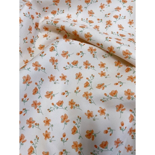 Vải nhung tăm Hàn hoa huệ tây  xịn xò may váy,áo dài