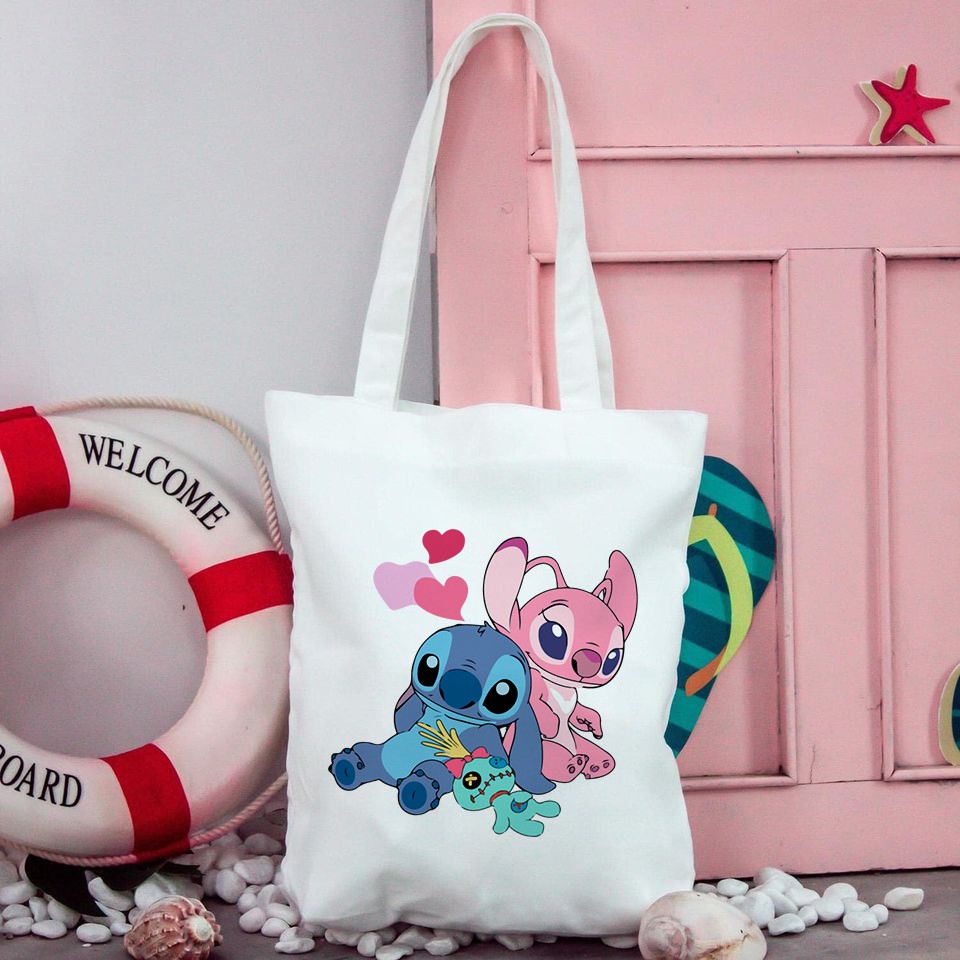 Túi Tote Hình Stitch Có Khóa Miệng Túi