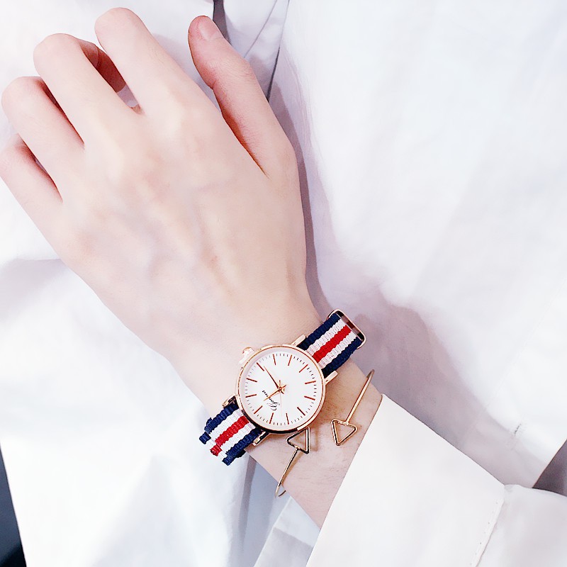 Đồng Hồ Nữ Geneva1 Dây Vải Dù Mặt Tròn, Cá Tính - HÀNG CHÍNH HÃNG
