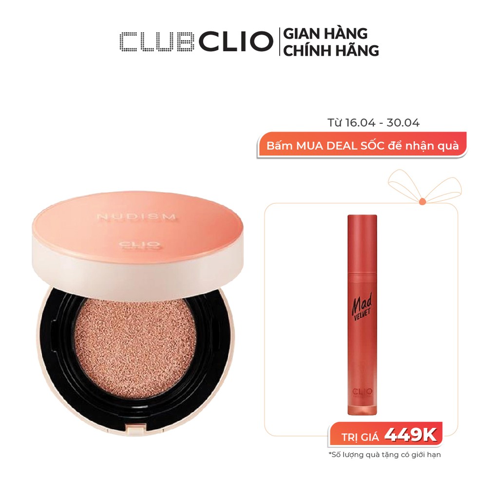 Phấn Nước Dưỡng Ẩm CLIO NUDISM MOIST COVER CUSHION SPF50+/PA++++ (15gx2lõi)