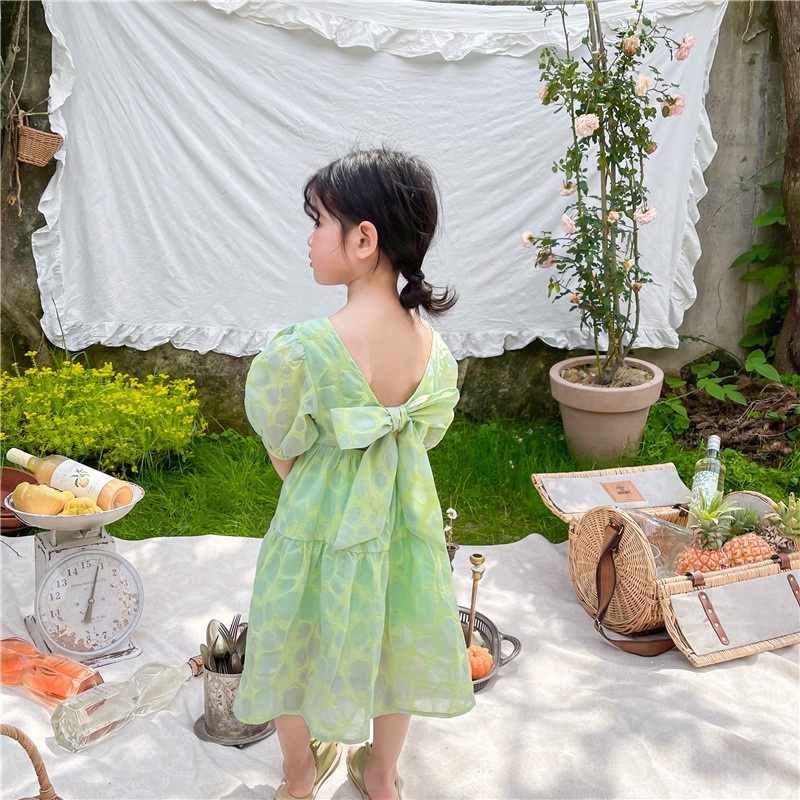 Đầm Công Chúa Cổ Vuông Tay Phồng Màu Xanh Lá Cổ Điển Hở Lưng Phong Cách Hàn Quốc Thời Trang Mùa Hè Cho Bé Gái 2021 | BigBuy360 - bigbuy360.vn