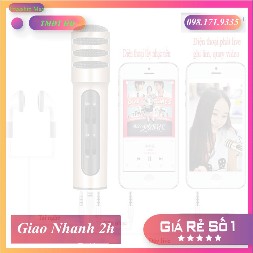 ⭐ Micro hát karaoke ⭐Mic live stream C7 cao cấp ⚡ cho hiệu ứng âm thanh cực đỉnh, có pin sạc ( tặng kèm 1 tai nghe)