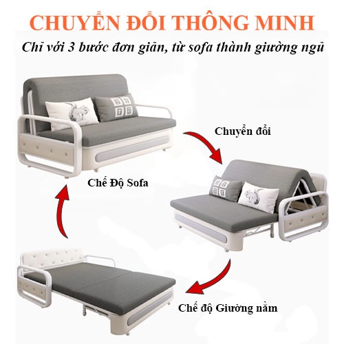 giường sofa gấp gọn thông minh đệm bọt biển khung thép tĩnh điện 1m2 x 1m93 có năng chứa đồ + tặng 2 gối trị giá 250k