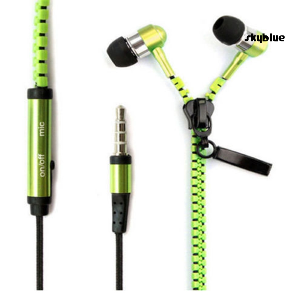 [SK]3.5mm Zipper In-Ear Wired Earphone Heavy Bass Headphone with Mic for Phone MP3