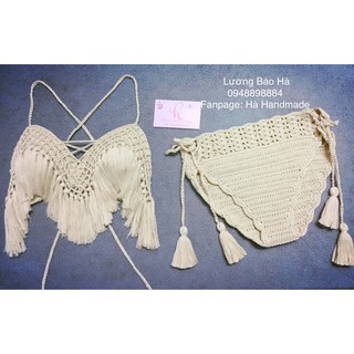 Freeship Bộ Bikini Len Móc Thời Trang 2018