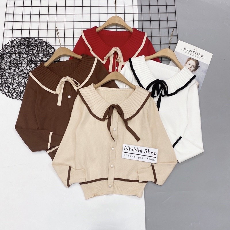 Áo len cổ sen thắt nơ siêu xinh hàng L1 dày dặn AL2011 - NhiNhi Shop