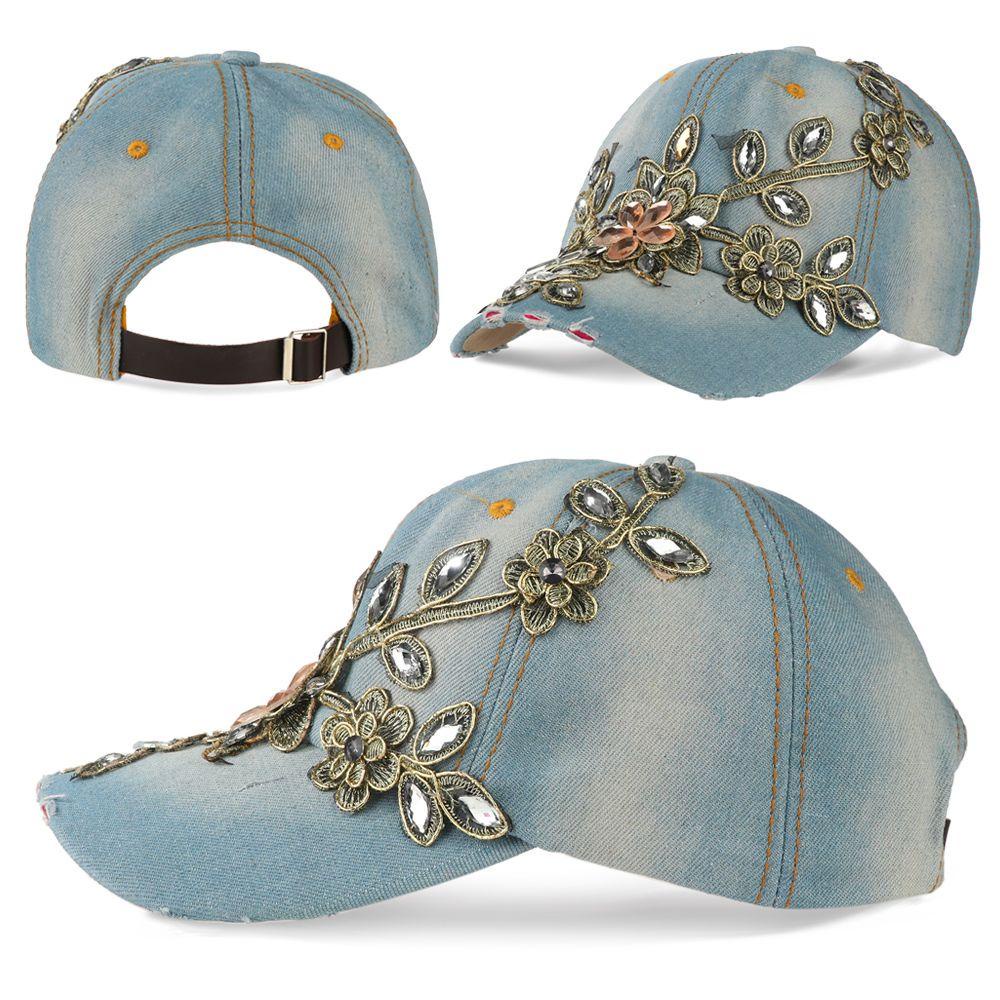 OKDEALS Mũ Lưỡi Trai Đính Đá Phong Cách Cao Bồi