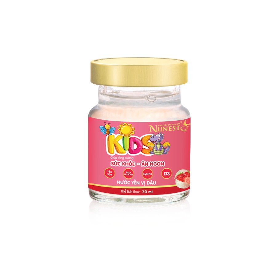 Lốc nước yến cho bé Nunest Kid vị Dâu/Chuối (6 lọ x 70ml)