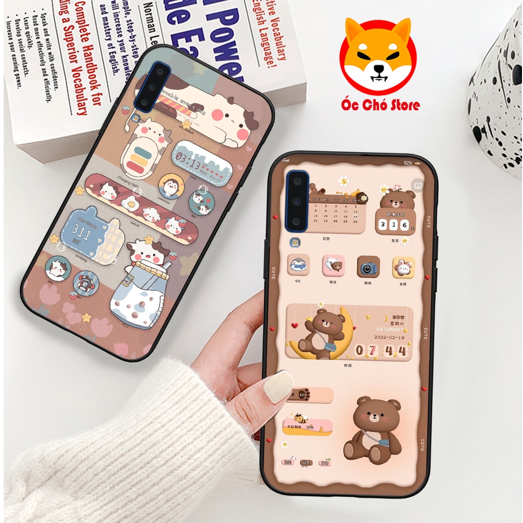 Ốp Samsung A7 2018 / A9 2018 in hình gấu , thỏ hồng chibi dễ thương siêu đẹp