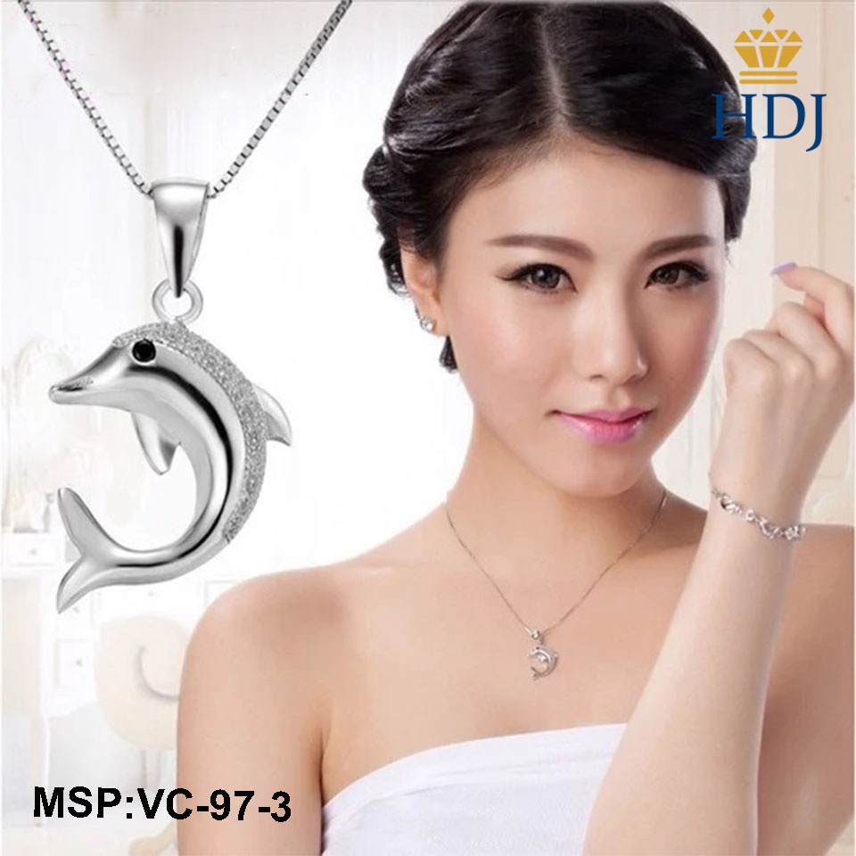 Dây chuyền bạc Ý 925 Mặt Hình Cá heo may mắn trang sức cao cấp HDJ mã VC-97-3 Hàng Đẹp