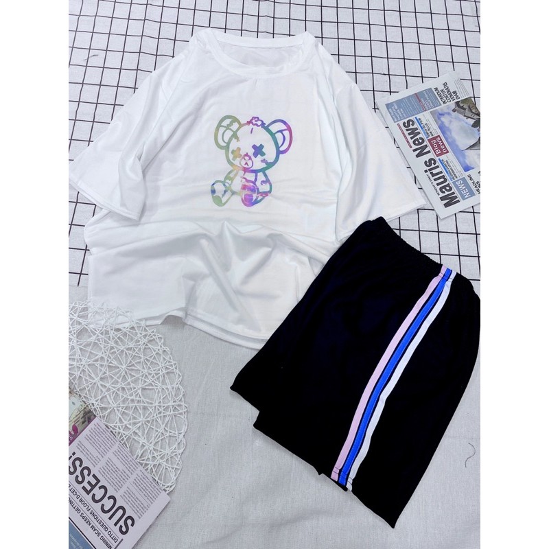 Quần Đùi 3 Sọc Nam Nữ Unisex  quần Shorts ống rộng ulzzang cạp chun lưng cao trơn basic màu ĐEN freeship sale
