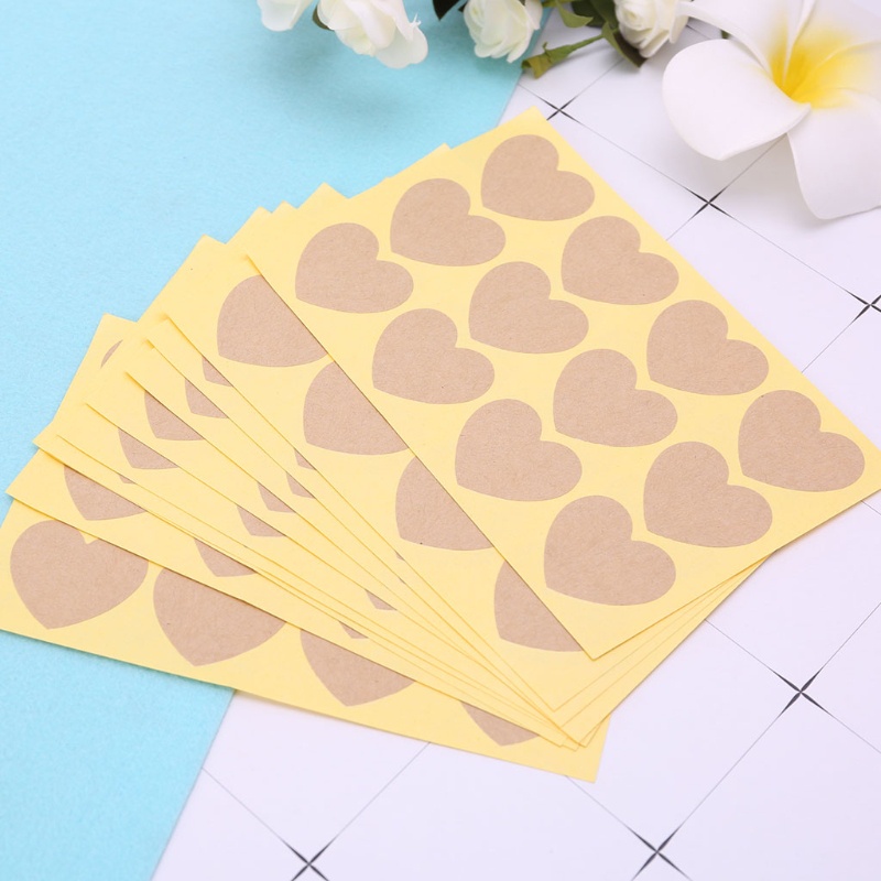 Set 120 Miếng Dán Hình Trái Tim Trơn Dùng Để Niêm Phong Túi Quà