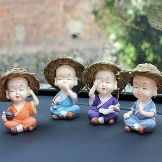 Bộ Tượng 4 Chú Tểu Tứ Không Làm Quà Tặng, Trang Trí Văn Phòng, Taplo Ô Tô (Loại To)