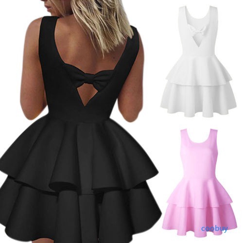 Freeship từ 50K - CB❤❤ Women Mini Dresses Summer Cocktail Party Sleeveless Bowknot Skater | BigBuy360 - bigbuy360.vn