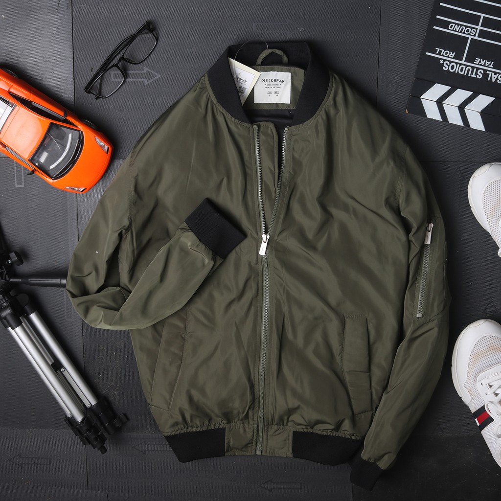 Áo khoác gió nam cổ bomber hàng việt nam xuất khẩu hiệu pull and bear