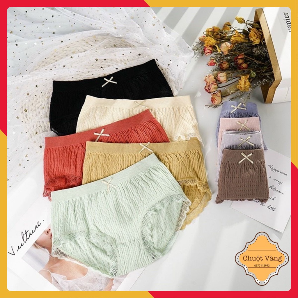 Quần lót cotton nhăn viền ren mềm mát siêu co giãn