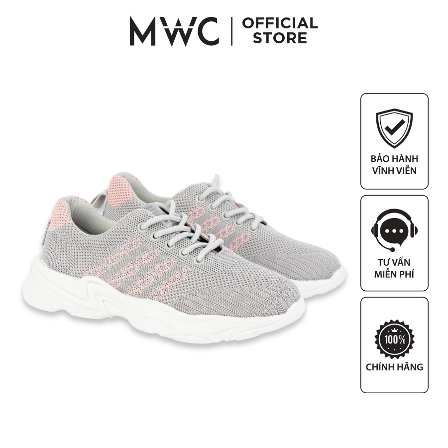 Giày MWC 0652 - Giày Thể Thao Nữ Đế Bằng, Sneaker Vải Phối Lưới Kẻ Sọc Hot Trend
