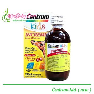 [ Chính Hãng ] Siro Centrum Kids incremin iron mixture 200ml cho trẻ biếng ăn ( Mẫu mới )